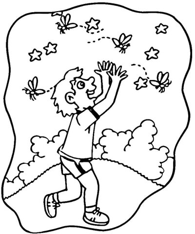 Catching Fireflies  Coloring Page